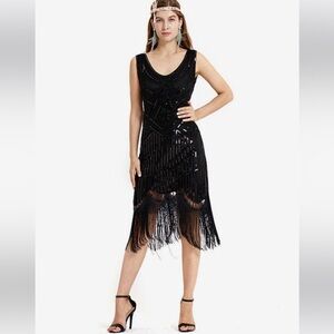 Fundaisy 20’s Flapper Gatsby Sequin Beaded Fringe Dress